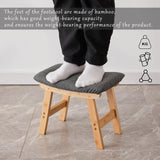 Foot Stool,Ottoman,Bamboo Small Sofa Foot Rest Under Desk,Extra Seating for Living Room, Bedroom and Kitchen(Brown Stool Legs - Beige Surface)
