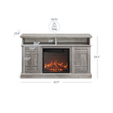 BELLEZE Traditional 58" Rustic TV Stand with 23" Electric Fireplace Heater with Sound, Media Entertainment Center Console Table for TV up to 65" with Open Storage Shelves and Cabinets - Espresso