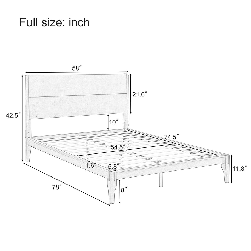 Merax Queen Size Bamboo Platform Bed, Mid-Century Modern Bed Frame with Tall Headboard, Solid Sustainable Bedframe Queen-size, Wood Slat Support, No Box Spring Needed, Easy Assembly, Noise Free, Brown