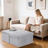 AmasSmile Footrest Ottoman Bench with Storage,34Inch Black Leather Footstool, Coffee Table, Padded Seat, Storage Chest,Blanket Store with Flipping Lid for Livingroom and Bedroom