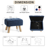 OGEMXU Storage Ottoman, Small Foot Stool Ottoman with Storage, Boucle Teddy Velvet Foot Rest with Padded Seat, Sturdy Wood Legs Stool for Living Room, Bedroom, Couch, Enterway (Cream)