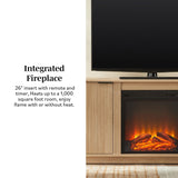 Walker Edison Chloe Reeded TV Stand with Fireplace Insert, 75 Inch, 70 Inch, Coastal Oak