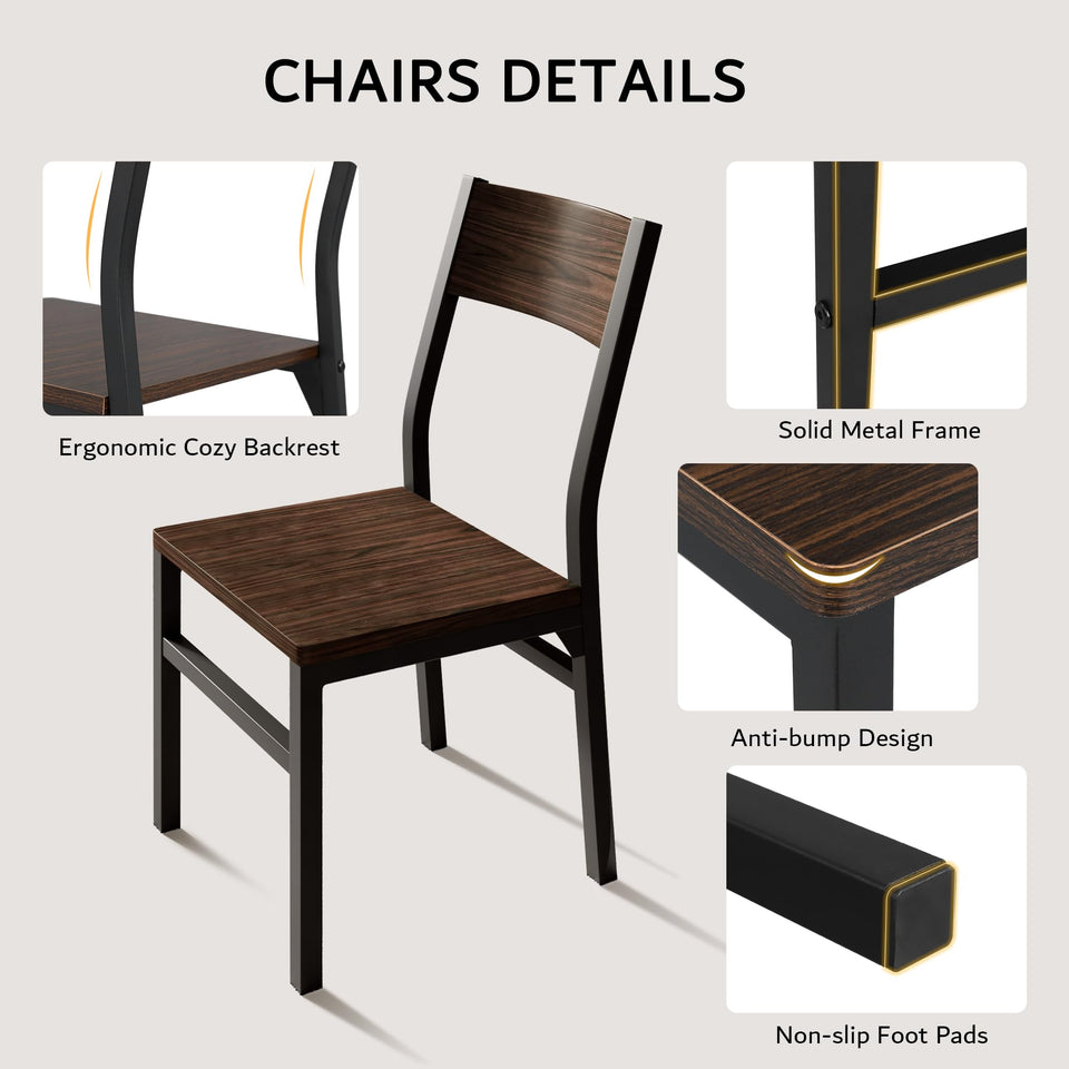 iPormis 7-Piece Dining Table Set with 6 Chairs, 63" Extendable Kitchen Table & Chairs Set for 4-6, Dining RoomTable with Solid Metal Frame & MDF Board, Perfect for Small Space, Easy Assembly, Walnut