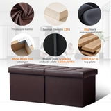 AmasSmile Footrest Ottoman Bench with Storage,34Inch Black Leather Footstool, Coffee Table, Padded Seat, Storage Chest,Blanket Store with Flipping Lid for Livingroom and Bedroom