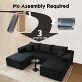 135.4" Cloud Modular Sectional Couch with 1 Ottoman,Modern Minimalist Upholstered Couches, Comfort U Shaped Sofa for Living Room,Deep Seat Corner Couch，No Assembly Required (Black,Left Facing Chaise)