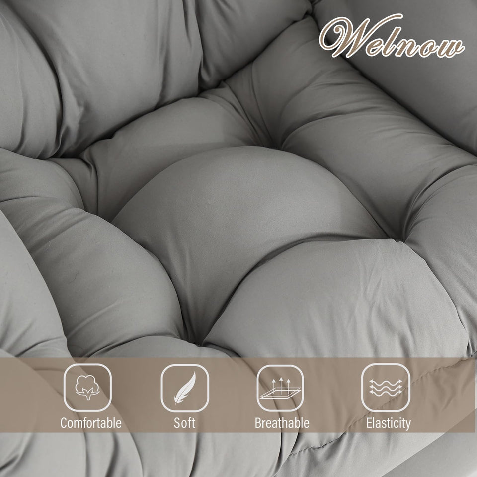 Welnow Lazy Chair with Ottoman, Modern Lounge Accent Chair with Armrests and a Side Pocket, Leisure Sofa Armchair, Reading Armchair with Footrest for Small Space, Dark Grey