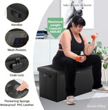 DocSafe Storage Ottoman with Lock,Fireproof Folding Ottoman Foot Rest Stool Storage Chest with Storage Safe for Important Documents,Waterproof 17 Inches Short Ottoman Foot Stool with Handles,Black