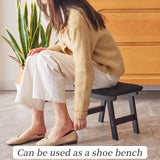 Foot Stool,Ottoman,Bamboo Small Sofa Foot Rest Under Desk,Extra Seating for Living Room, Bedroom and Kitchen(Brown Stool Legs - Beige Surface)