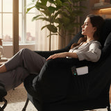 LITA Lazy Chair with Ottoman, Modern Accent Leisure Upholstered Lazy Sofa Armchair, Contemporary Lounge Reading Chair with Armrests and a Side Pocket for Living Room, Bedroom & Small Space, Dark Grey