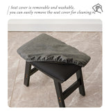 Foot Stool,Ottoman,Bamboo Small Sofa Foot Rest Under Desk,Extra Seating for Living Room, Bedroom and Kitchen(Brown Stool Legs - Beige Surface)