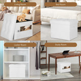 Storage Ottoman Foot Rest Stool, Foldable Leather Footstool Storage Bench with Thicker Foam Padded Seat. Foot Rest Under Desk for Living Room Bedroom 350 lbs, 17x13x13 in, Brown