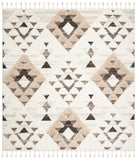 SAFAVIEH Area Rug 8x10 - Moroccan Tassel Shag Collection - Large - Ivory & Brown, Boho Design, Non-Shedding & Easy Cleaning, Plush Pile, Ideal for Living Room, Bedroom, Dining Space (MTS688A)