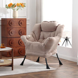 Welnow Lazy Chair with Ottoman, Modern Lounge Accent Chair with Armrests and a Side Pocket, Leisure Sofa Armchair, Reading Armchair with Footrest for Small Space, Dark Grey