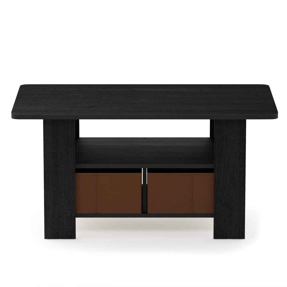 FURINNO Turn-N-Tube Coffee Table, 31.22D x 15.5W x 15.8H in, French Oak Grey/Black/Black