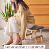 Foot Stool,Ottoman,Bamboo Small Sofa Foot Rest Under Desk,Extra Seating for Living Room, Bedroom and Kitchen(Brown Stool Legs - Beige Surface)