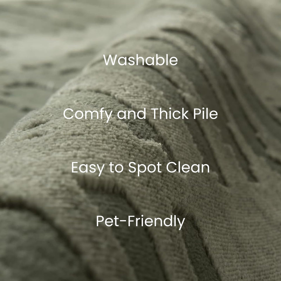 Revival Rugs Shell 5'3"x7'10" Washable Area Rug for Living Room Bedroom - 100% Recycled Oeko-TEX Certified, Medium Pile, Beige, Cream