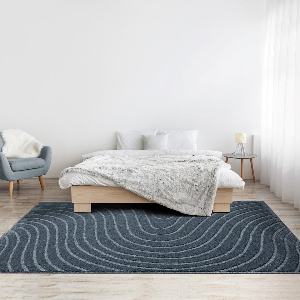 LUXE WEAVERS Modern Geometric Wave Cream 9x12 Area Rug