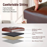 Storage Ottoman Foot Rest Stool, Foldable Leather Footstool Storage Bench with Thicker Foam Padded Seat. Foot Rest Under Desk for Living Room Bedroom 350 lbs, 17x13x13 in, Brown