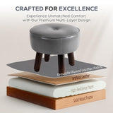 oakvivo 13in Small Foot Stool Ottoman, Round Faux Leather Foot Rest for Couch, Under Desk Pouf Footstool Footrest with Non-Skid Rubber Legs for Ling Room, Bedroom, 13''L x 13''W x 10.2''H, Green