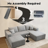 135.4" Cloud Modular Sectional Couch with 1 Ottoman,Modern Minimalist Upholstered Couches, Comfort U Shaped Sofa for Living Room,Deep Seat Corner Couch，No Assembly Required (Black,Left Facing Chaise)