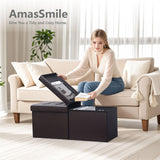 AmasSmile Footrest Ottoman Bench with Storage,34Inch Black Leather Footstool, Coffee Table, Padded Seat, Storage Chest,Blanket Store with Flipping Lid for Livingroom and Bedroom
