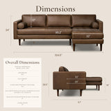 POLY & BARK Napa 72" Apartment Sofa – Italian-Tanned Full-Grain Pure-Aniline or Semi-Aniline Leather, Feather-Down Cushioning, Kiln-Dried Solid Wood Frame, Walnut Legs - Cognac Tan