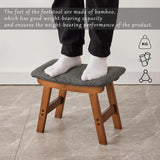 Foot Stool,Ottoman,Bamboo Small Sofa Foot Rest Under Desk,Extra Seating for Living Room, Bedroom and Kitchen(Brown Stool Legs - Beige Surface)