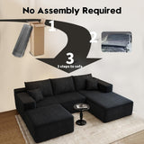 135.4" Cloud Modular Sectional Couch with 1 Ottoman,Modern Minimalist Upholstered Couches, Comfort U Shaped Sofa for Living Room,Deep Seat Corner Couch，No Assembly Required (Black,Left Facing Chaise)