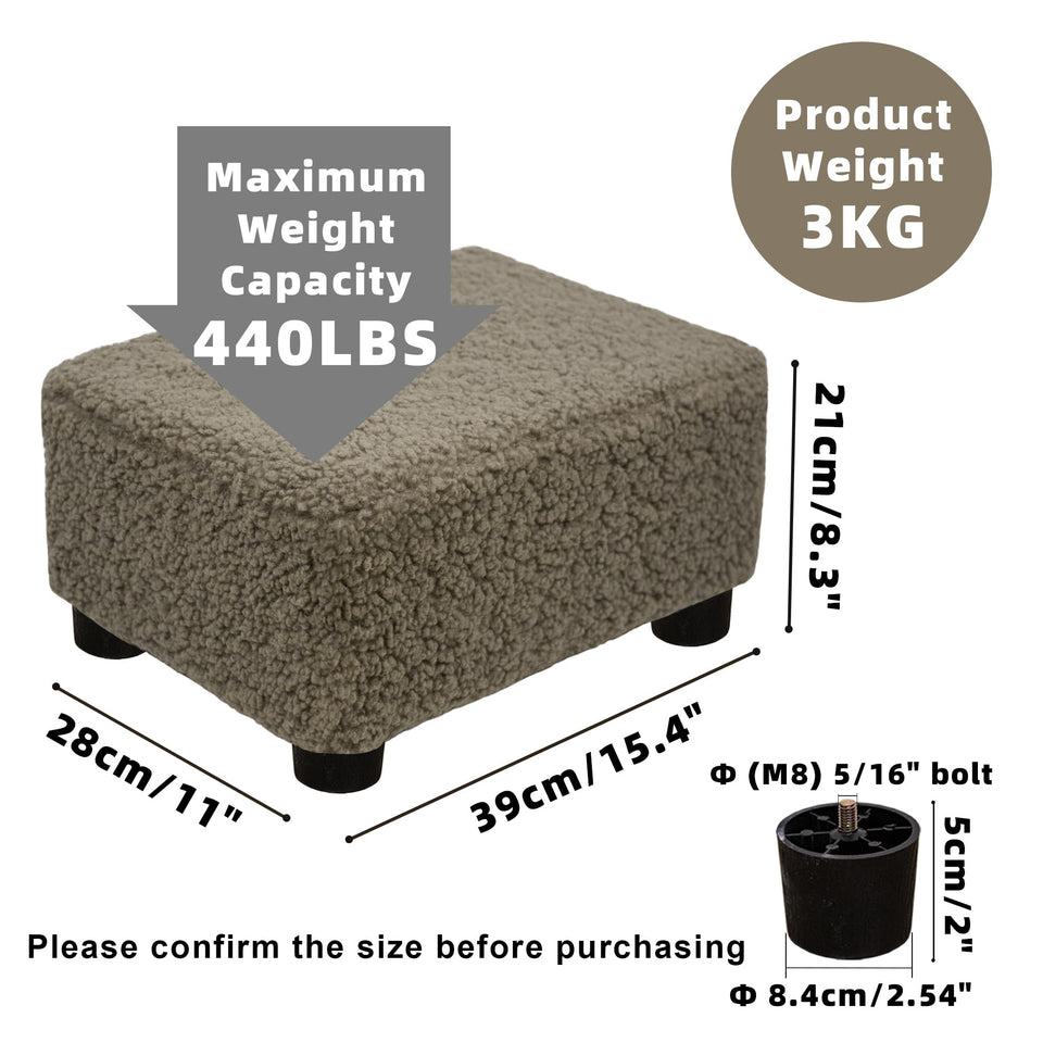 CAROLMADE Small Foot Stool Ottoman Footstool with Legs Under Desk Footrest for Living Room Bedroom and Office, Soft Ivory White