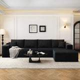 135.4" Cloud Modular Sectional Couch with 1 Ottoman,Modern Minimalist Upholstered Couches, Comfort U Shaped Sofa for Living Room,Deep Seat Corner Couch，No Assembly Required (Black,Left Facing Chaise)