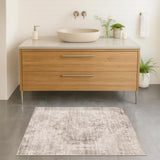 Neutral Living Room Rug - 10x14 Farmhouse Beige Brown Large Area Rug for Dining Room, Bedroom, Low Pile Lightweight Washable