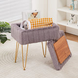 Wimarsbon Storage Ottoman, Vanity Stools with Metal Legs, 16.5" x 11.8" x 18" Modern Faux Mink Fur Footstool, Makeup Chair with Anti-Slip Feet, Accent Table,Footrest,Storage Bench for Bedroom