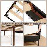 Bme Vivian 14 Inch Deluxe Bed Frame with Headboard, Rustic & Scandinavian Style with Solid Acacia Wood, No Box Spring Needed, 12 Strong Wood Slat Support, Easy Assembly, King, Rustic Golden Brown