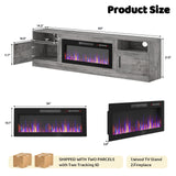 Lemberi Fireplace tv Stand with 36 inch Fireplace Up to 90" TVs, LED Light Entertainment Center and Storage, 80" Modern Wood Media TV Console with Highlight Cabinet for Living Room (White)