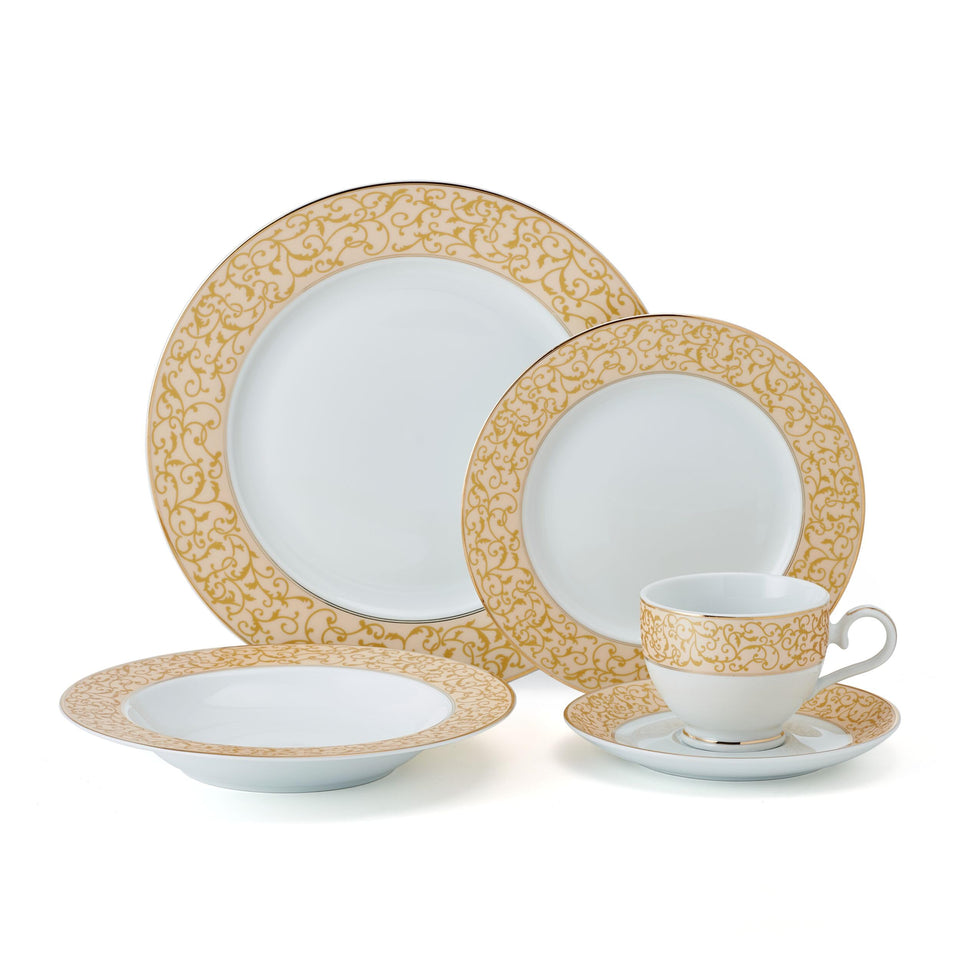 Mikasa Parchment 40-Piece Dinnerware Set, Service for 8, Durable Porcelain Plates, Bowls, and Mugs with Contemporary Design, Dishwasher Safe