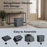 Storage Ottoman with Extra Thick Foam Padded Seat, Foldable Foot Rest Stool with Linen Fabric, 43L Ottoman with Storage Bench for Bedroom Living Room, Holds Up to 300lbs, 17x13x13in, Dark Gray