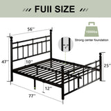 Feonase King Size Metal Platform Bed Frame with Victorian Classic Iron-Art Headboard & Footboard, Steel Slats Support, 12" Under Bed Storage, No Box Spring Needed, Easy Assembly, Noise-Free, Black