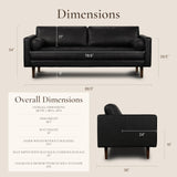 POLY & BARK Napa 72" Apartment Sofa – Italian-Tanned Full-Grain Pure-Aniline or Semi-Aniline Leather, Feather-Down Cushioning, Kiln-Dried Solid Wood Frame, Walnut Legs - Cognac Tan