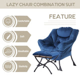 LITA Lazy Chair with Ottoman, Modern Accent Leisure Upholstered Lazy Sofa Armchair, Contemporary Lounge Reading Chair with Armrests and a Side Pocket for Living Room, Bedroom & Small Space, Dark Grey