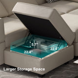 Belffin Modular Sectional Sofa with Ottomans Velvet Reversible Sleeper Chaise Bed Storage Seat Black