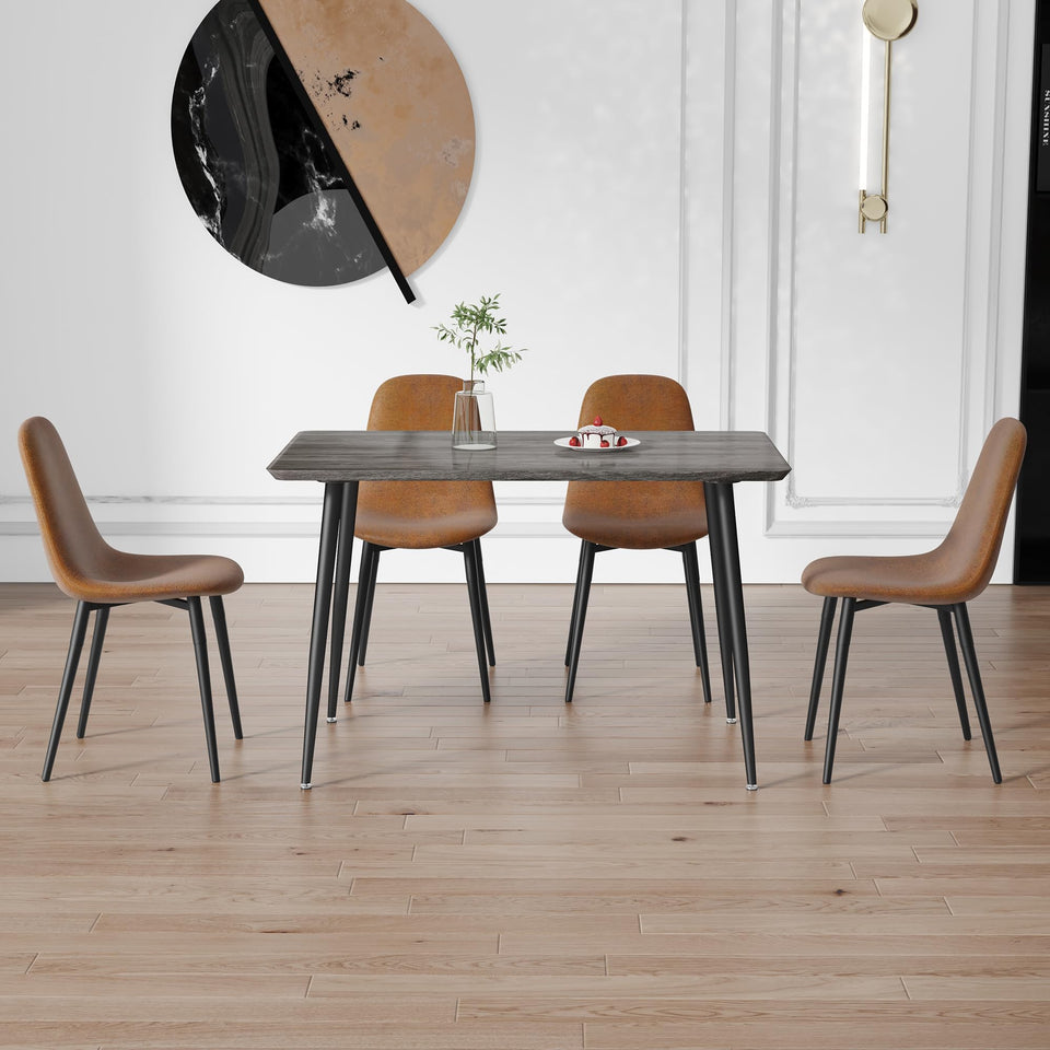 MUUOKY Dining Table Set for 4, Modern 55'' Wood Dinette Table Set for 4 with Fabric Dining Chairs,Table and Chairs Set of 4,Ideal for Kitchen Dining Room