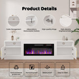 Lemberi Fireplace tv Stand with 36 inch Fireplace Up to 90" TVs, LED Light Entertainment Center and Storage, 80" Modern Wood Media TV Console with Highlight Cabinet for Living Room (White)