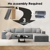 135.4" Cloud Modular Sectional Couch with 1 Ottoman,Modern Minimalist Upholstered Couches, Comfort U Shaped Sofa for Living Room,Deep Seat Corner Couch，No Assembly Required (Black,Left Facing Chaise)