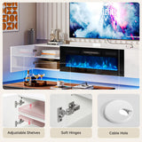 oneinmil 70" Floating TV Stand with 36" Electric Fireplace, Wall Mounted Fireplace Entertainment Center with Storage, Fire Place TV Console for Living Room, All Black