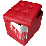 Bsketa Storage Ottoman, Folding Foot Stool with Thicker Foam Padded Seat Small Leather Storage Ottoman Bench Foot Rest for Living Room Foldable Coffee Table 17x13x13in,Black