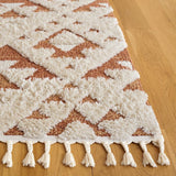 SAFAVIEH Area Rug 8x10 - Moroccan Tassel Shag Collection - Large - Ivory & Brown, Boho Design, Non-Shedding & Easy Cleaning, Plush Pile, Ideal for Living Room, Bedroom, Dining Space (MTS688A)