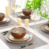 LeRatio Ceramic Dinnerware Sets for 6,Plates and Bowls Sets,Handmade Reactive Glaze Dishes Set,Chip Resistant and Scratch Resistant | Oven&Dishwasher & Microwave Safe-Blue(18PCS)