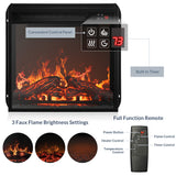 BELLEZE Traditional 58" Rustic TV Stand with 23" Electric Fireplace Heater with Sound, Media Entertainment Center Console Table for TV up to 65" with Open Storage Shelves and Cabinets - Espresso