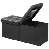 AmasSmile Footrest Ottoman Bench with Storage,34Inch Black Leather Footstool, Coffee Table, Padded Seat, Storage Chest,Blanket Store with Flipping Lid for Livingroom and Bedroom