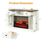 RoyalCraft Fireplace TV Stands with for TVs up to 55'', Media Console Table with Adjustable Shelves, Double-Door Design, Entertainment Center for Living Room, White and Rustic Oak